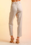 Cream Linen Paperbag Pants