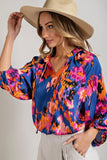 Royal Print Peasant Blouse