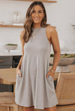 Grey Cutout Sleeveless Dress
