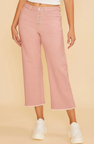 Mauve Cropped Wide Leg Jeans