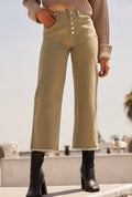 Olive Cropped Wide Leg Jeans