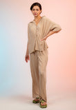 Champagne Accordion Palazzo Pants