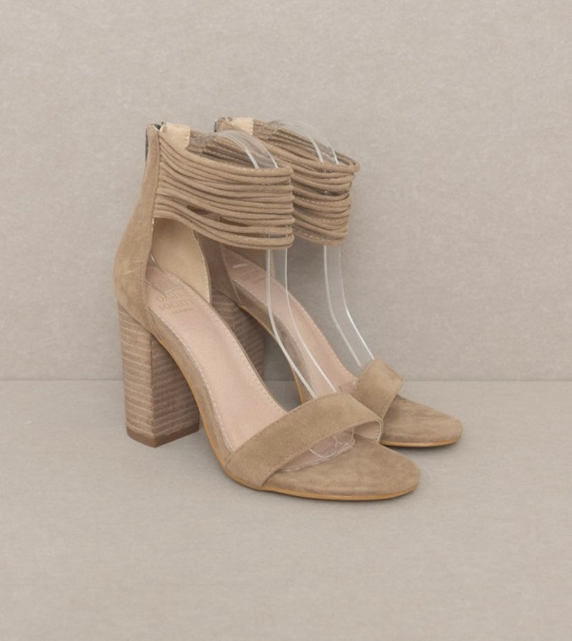 Blake Taupe Ankle Strap Heel