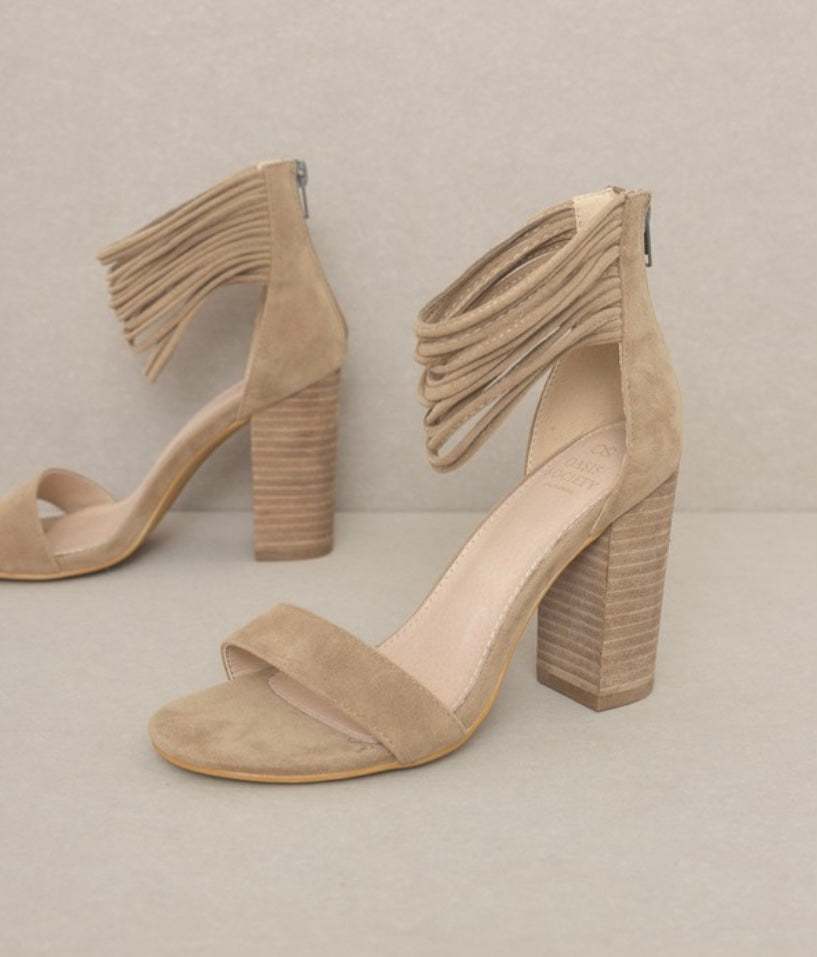 Blake Taupe Ankle Strap Heel