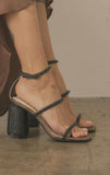 Black Studded Raffia Sandals