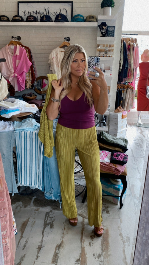 Avocado Accordion Palazzo Pants