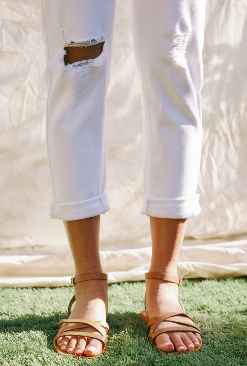 White Midrise Girlfriend Jeans