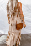Taupe Belted Maxi Dress