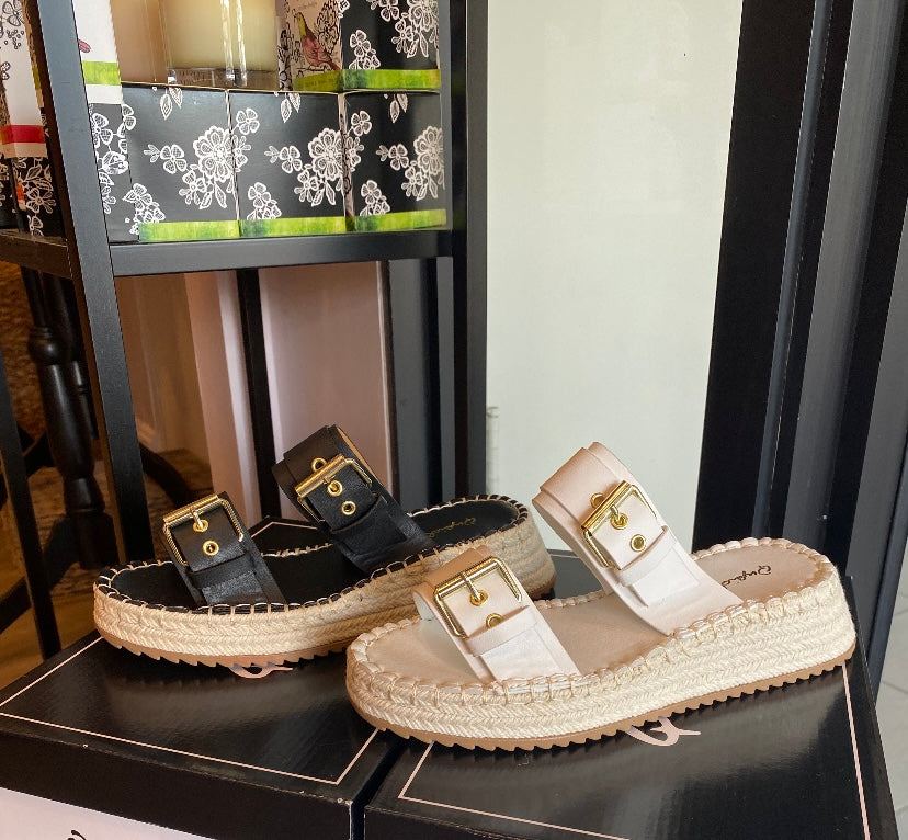 Black Buckle Sandals