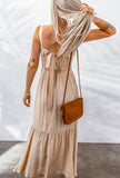 Taupe Belted Maxi Dress