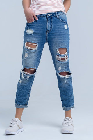 Distressed Boyfriend Jeans
