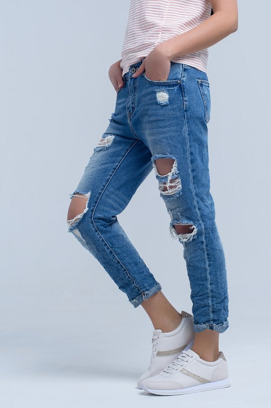 Distressed Boyfriend Jeans