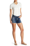 Aztec Print Midrise Denim Shorts