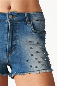 Studded Denim Shorts