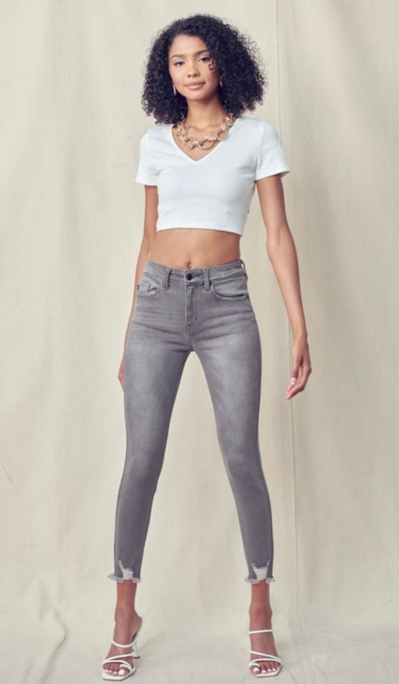 Grey High Rise Skinny Jeans