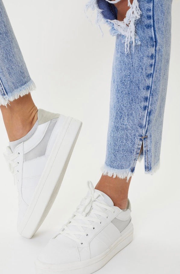 High Waist Destroyed Boyfriend Jeans