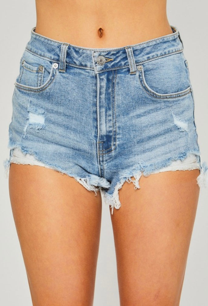 Lightwash Distressed Shorts