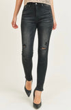 Black High Rose Vintage Skinny Jeans