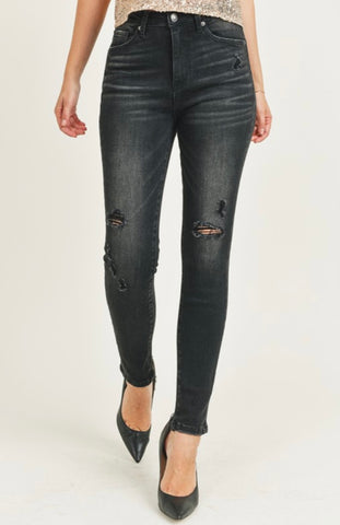 Black High Rise Vintage Skinny Jeans