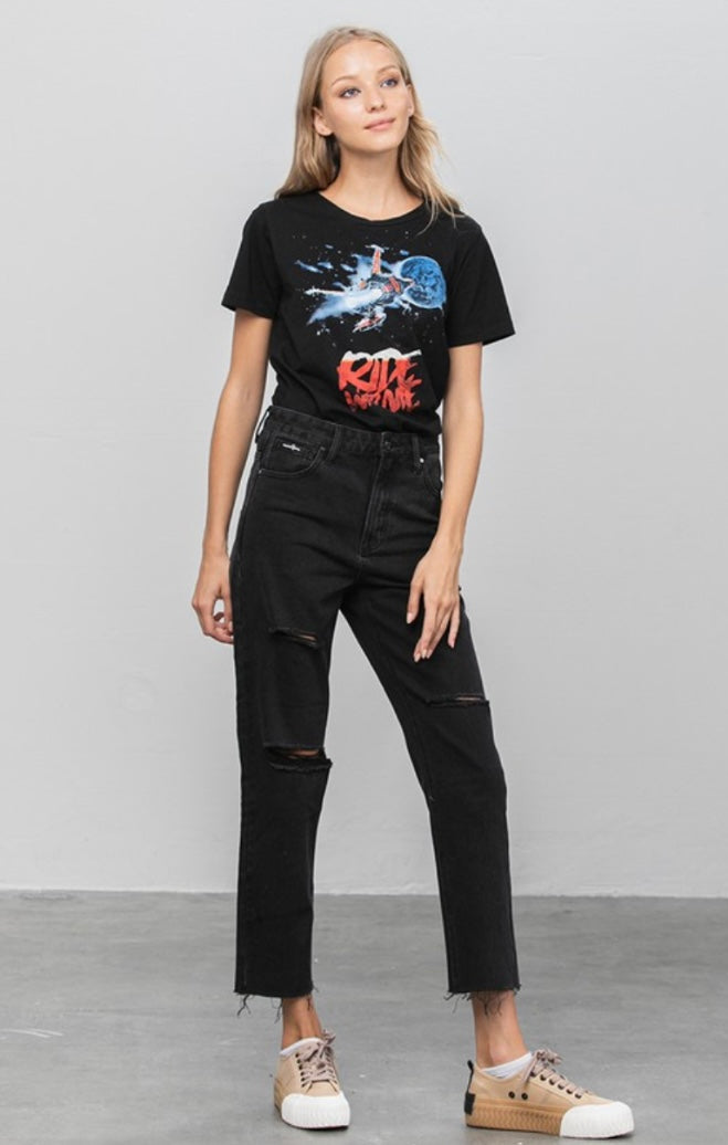 Black High Rise Mom Jeans