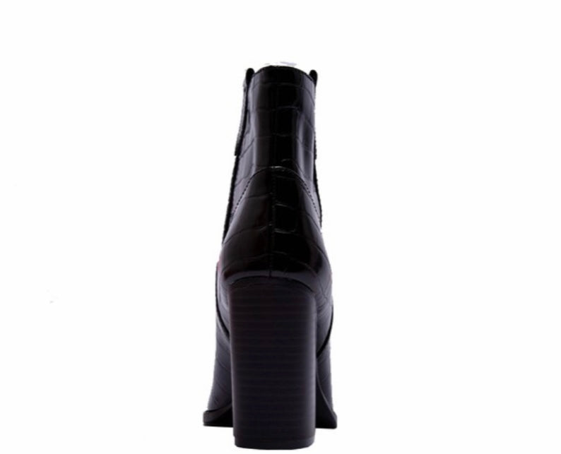 Black Croco Bootie