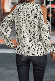 White Leopard Cold Shoulder Top