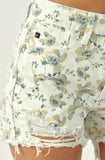 Cream Floral Denim Shorts