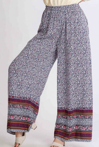 Navy Floral Palazzo Pants