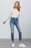 Distressed Fly Skinny Jeans