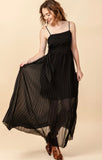 Black Sleeveless Accordion Maxi Dress
