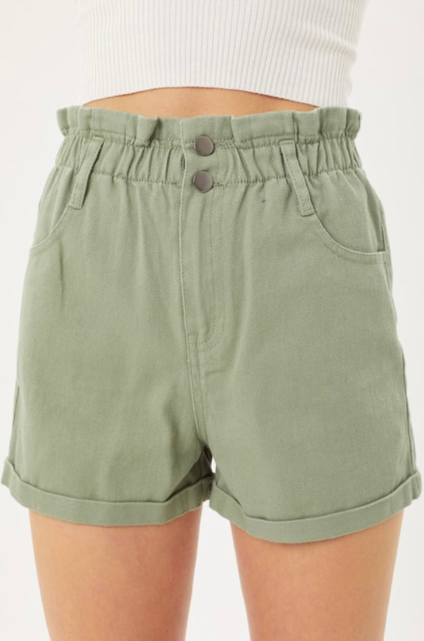Olive Paperbag Shorts
