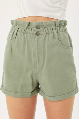 Olive Paperbag Shorts
