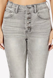 Grey Button Fly Skinny Jeans
