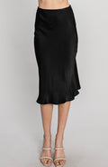 Black Satin Midi Skirt