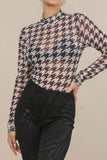 Mesh Houndstooth Bodysuit
