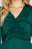 Emerald Satin Swing Dress