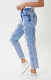 High Waist Destroyed Boyfriend Jeans
