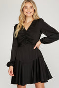 Black Satin Swing Dress