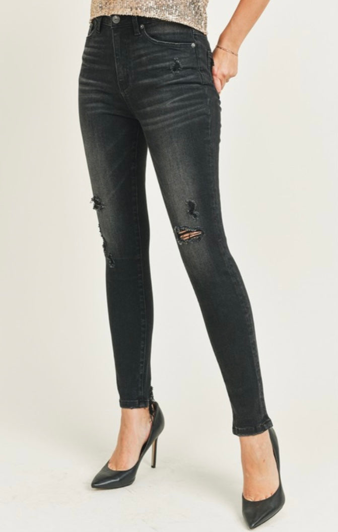 Black High Rise Vintage Skinny Jeans