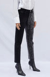 Black Two Tone Mom Jeans