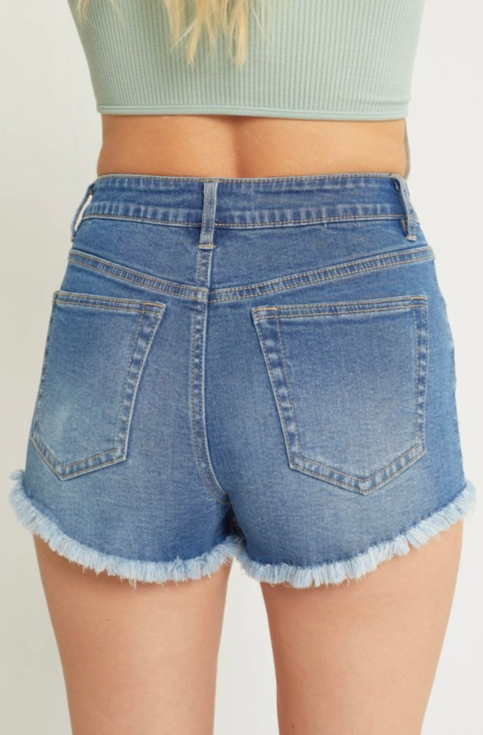 Darkwash Distressed Shorts
