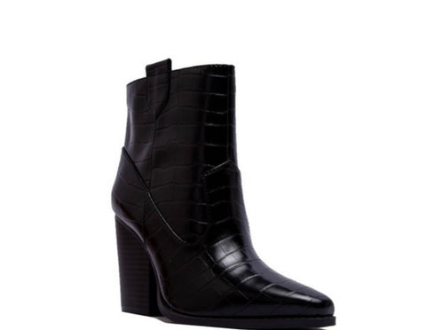 Black Croco Bootie