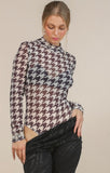 Mesh Houndstooth Bodysuit