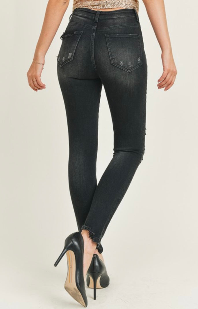 Black High Rise Vintage Skinny Jeans