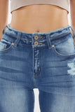 Frayed High Rise Ankle Skinny Jeans
