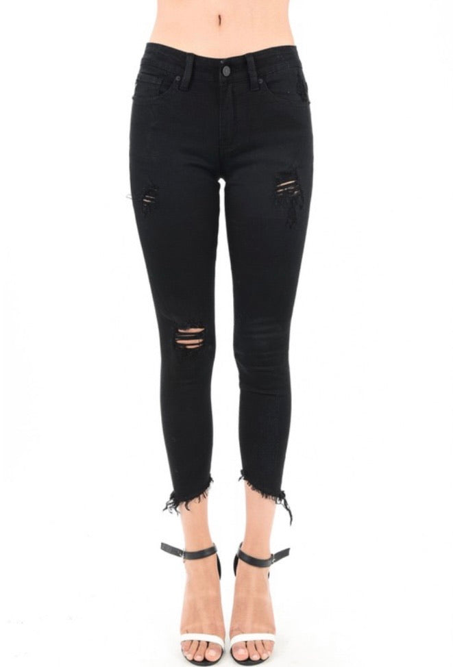 Black High Rise Distressed Jeans