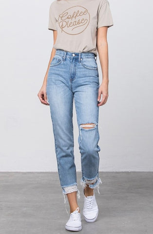 Lightwash Distressed Mom Jeans