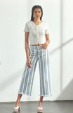 Striped Wide Leg Cropped Jeans