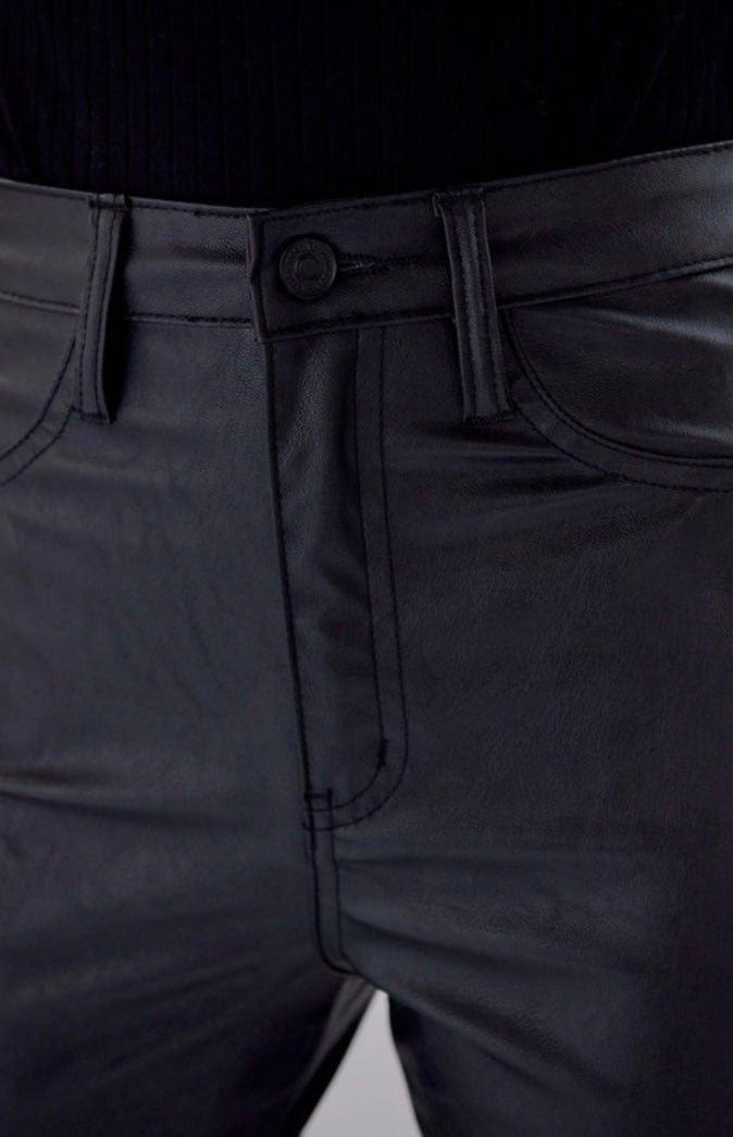Black Vegan Leather Zip Pants