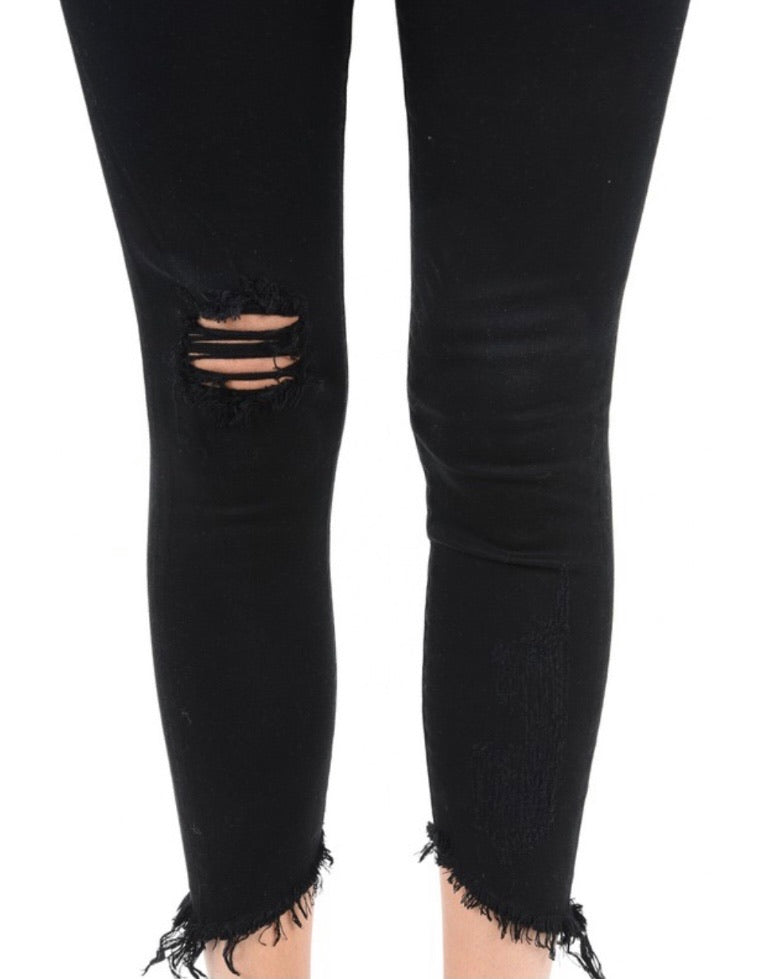 Black High Rise Distressed Jeans